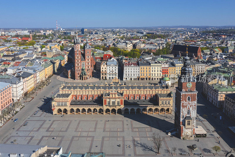 波兰克拉科夫Rynek główny广场鸟瞰图